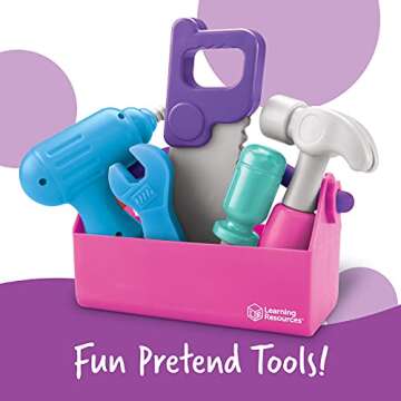 Learning Resources New Sprouts Fix It!, Pink Pretend Play Toy Tool Set for Toddlers, Develops Fine Motor Skills with Imaginative Construction Tools, Gift for Boys and Girls, 6 Pieces, Ages 2+