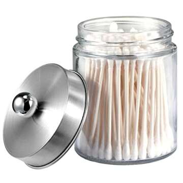 Amolliar Apothecary Jars Bathroom Vanity Organizer -Countertop Canister Jar with Storage Lid - Qtip ...