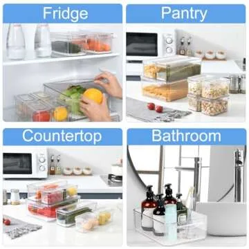 KUMD 10 Pack Fridge Organizer, Stackable Refrigerator Organizer Bins with Lids, BPA-Free Produce Fruit Storage Containers for Storage Clear for Kitchen, Food, Drinks, Vegetable Storage