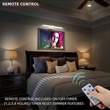 FUNCHDAY Picture Light,5000mAh Battery Operated Picture Light for Wall,Wireless Remote Painting Light with Timer and Dimmable,16”Metal Art Light for Display,Artwork,Portrait,Gallery-Antique Brass