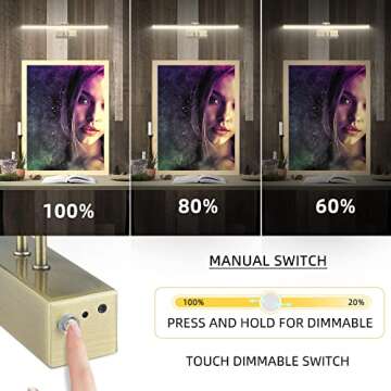 FUNCHDAY Picture Light,5000mAh Battery Operated Picture Light for Wall,Wireless Remote Painting Light with Timer and Dimmable,16”Metal Art Light for Display,Artwork,Portrait,Gallery-Antique Brass