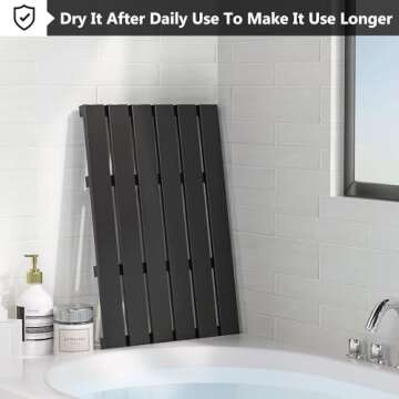 Domax Wooden Bamboo Bath Shower Mat- Non-Slip Waterproof Large Bathroom Floor Mat for Indoor Outdoor (Black, 21.26 x 14.17 x 1.3 Inches)