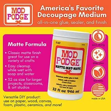 Mod Podge Matte Sealer, Glue & Finish - All-in-One Craft Solution, Quick Drying, Non-Toxic, Made in ...