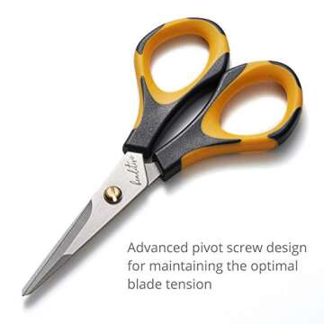 Beaditive Precision Craft Scissors - Stainless Steel Paper Crafting Scissors With Safety Cap - Ultra Sharp Blades & Non-Slip TPR Handles - Adult & Kid Scrapbooking Scissors For Home, Office, School