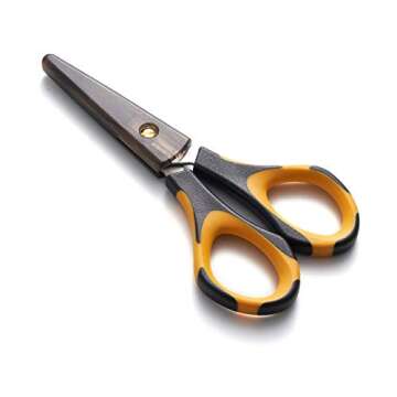 Beaditive Precision Craft Scissors - Stainless Steel Paper Crafting Scissors With Safety Cap - Ultra Sharp Blades & Non-Slip TPR Handles - Adult & Kid Scrapbooking Scissors For Home, Office, School