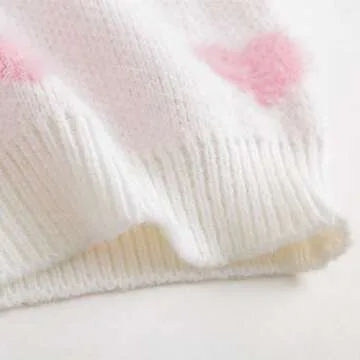 Curipeer Baby Girls Cute Heart-Print Pullover Sweater Turtleneck Longsleeve Thick Warm Knitted Sweater for Baby Girls 6-12 Months