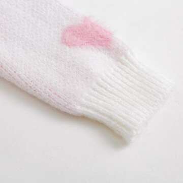 Curipeer Baby Girls Cute Heart-Print Pullover Sweater Turtleneck Longsleeve Thick Warm Knitted Sweater for Baby Girls 6-12 Months