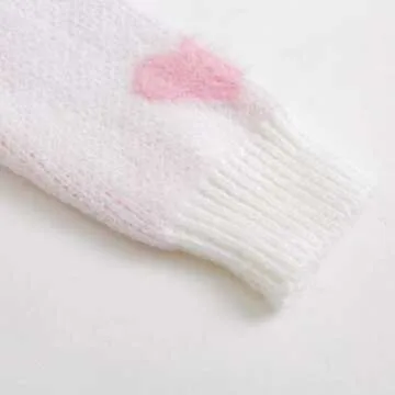 Curipeer Baby Girls Cute Heart-Print Pullover Sweater Turtleneck Longsleeve Thick Warm Knitted Sweater for Baby Girls 6-12 Months