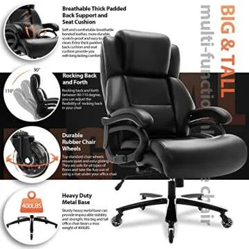 Big and Tall Office Chair for 400lbs Adjustable Comfort