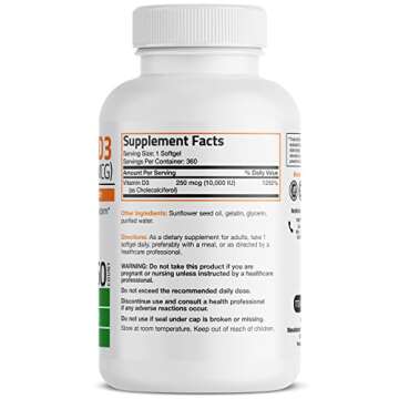 Bronson Vitamin D3 10,000 IU (250 mcg) High Potency - Supports Healthy Immune System, Strong Bones, ...