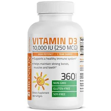 Bronson Vitamin D3 10,000 IU (250 mcg) High Potency - Supports Healthy Immune System, Strong Bones, Muscles & Teeth - Non GMO, 360 Softgels (1 Year Supply)