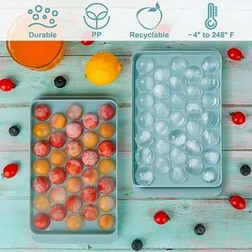 Ice Cube Trays with Lids for Freezer, 33 Sphere Ice Cube Tray with Easy Release for Iced Coffee or Ice Drinks, Ice Tray with Lids Ice Cube Mold for Reusable Ice Cubes for Ice Bucket