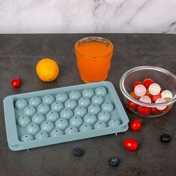 Ice Cube Trays with Lids for Freezer, 33 Sphere Ice Cube Tray with Easy Release for Iced Coffee or Ice Drinks, Ice Tray with Lids Ice Cube Mold for Reusable Ice Cubes for Ice Bucket