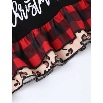 Sinda Christmas Outfits for Toddler Girls Merry Christmas Funny Letter Top Leopard Print Bell Bottom Pants Toddler Girl Christmas Clothes