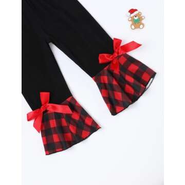 Sinda Christmas Outfits for Toddler Girls Merry Christmas Funny Letter Top Leopard Print Bell Bottom Pants Toddler Girl Christmas Clothes