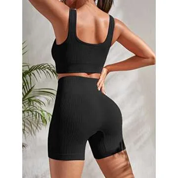 YWBIN Women's Seamless Ribbed Workout Set for Activewear