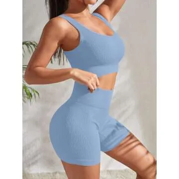 YWBIN Women's Seamless Ribbed Workout Set for Activewear