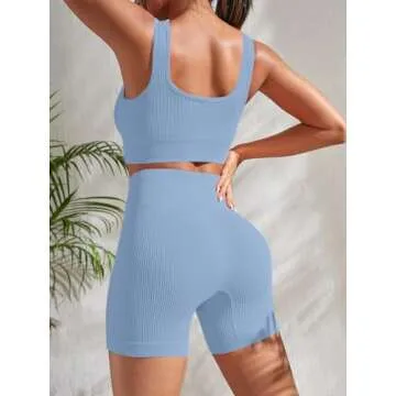 YWBIN Women's Seamless Ribbed Workout Set for Activewear