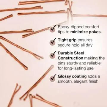 Kitsch Brown Bobby Pins for All Hair Types - 45 pcs