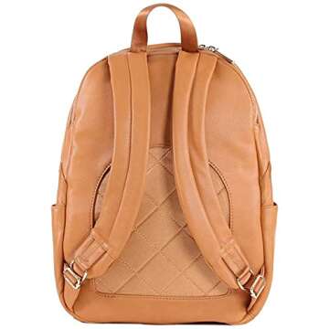 Little Unicorn Skyline Backpack – Diaper, Work, Travel Bag with Changing Pad - Premium Vegan Leather – Lightweight & Durable Design – 5 Interior Pockets – Easily Wipes Clean (Cognac)