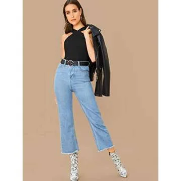 Verdusa Women's Casual Crisscross Sleeveless Form Fitting Tank Halter Top Black M