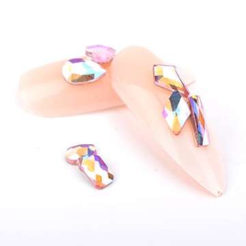 12 Grids Crystal AB Nail Rhinestones for Nails, Colored Nail Jewels for Nail Art, Multi Shapes Clear Rhinestones for Crafts for Women DIY, Acrylic Nail Gems with Box (Purple)