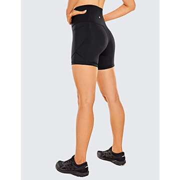 CRZ YOGA Women's Naked Feeling Biker Shorts - 5 Inches High Waisted Gym Running Compression Spandex ...
