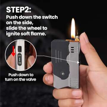 Morisk Torch Lighter Switchable Soft/Jet Flame, Butane Pipe Lighter Refillable with Lockable Function, Cool Foldable Lighters Unique Gift for Men(Butane Not Included)