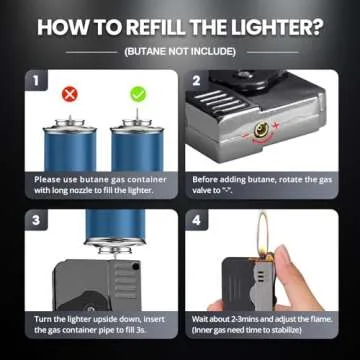 Morisk Torch Lighter Switchable Soft/Jet Flame, Butane Pipe Lighter Refillable with Lockable Function, Cool Foldable Lighters Unique Gift for Men(Butane Not Included)