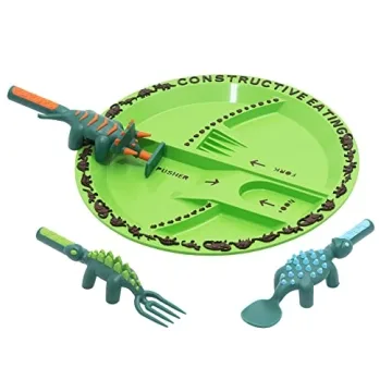 Constructive Eating Plate and Utensils Set - Engaging Toddler Dinnerware for Ages 1-3
