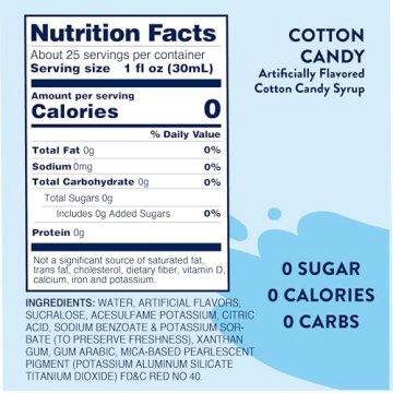 Jordan's Skinny Syrup Cotton Candy - Zero Calorie Flavored Water