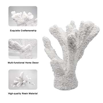 Afadorable Resin Coastal Coral Home Decor, White Artificial Coral Reef Decorations, Beach Living Room Bedroom Cabinet Shelf Tabletop Decor, Ocean Themed Wedding Party Table Decorations