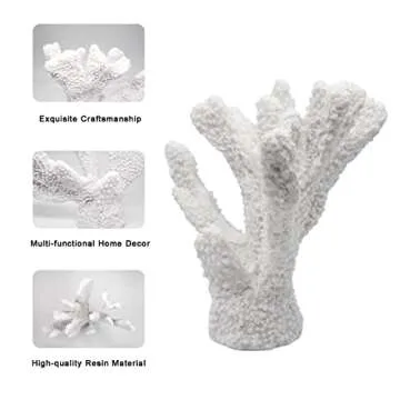 Afadorable Resin Coastal Coral Home Decor, White Artificial Coral Reef Decorations, Beach Living Room Bedroom Cabinet Shelf Tabletop Decor, Ocean Themed Wedding Party Table Decorations