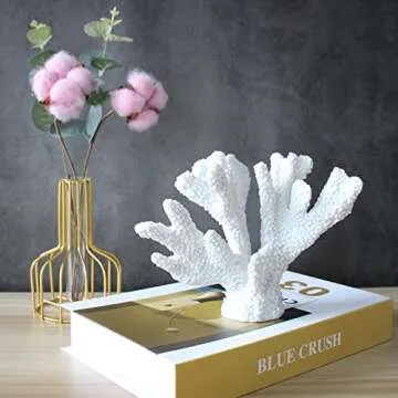 Afadorable Resin Coastal Coral Home Decor, White Artificial Coral Reef Decorations, Beach Living Room Bedroom Cabinet Shelf Tabletop Decor, Ocean Themed Wedding Party Table Decorations