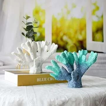 Afadorable Resin Coastal Coral Home Decor, White Artificial Coral Reef Decorations, Beach Living Room Bedroom Cabinet Shelf Tabletop Decor, Ocean Themed Wedding Party Table Decorations