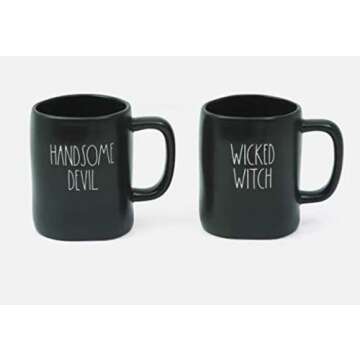 Rae Dunn WICKED WITCH, HANDSOME DEVIL halloween coffee, tea cups/mugs