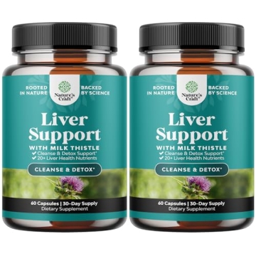 Natures Craft Liver Cleanse Detox & Repair 2 Pack Bundle - Herbal Liver Support Milk Thistle Supplem...