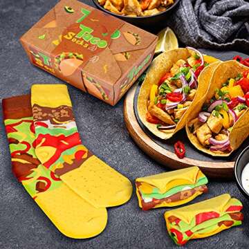 AGRIMONY Funny Taco Socks Box - Funny Gifts for Men Dad Women Teen Boys - Fun Novelty Funky Crazy Silly Cool Cute Food Socks-Fathers Valentines Day Christmas Birthday Taco Gift Stocking Stuffers