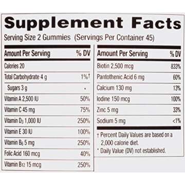 Centrum MultiGummies + Beauty Gummy Multivitamin For Women, Hair Skin And Nails Vitamins With Antioxidants And Vitamins D3 And B , Cherry/Berry/Orange Flavors - 90 Count