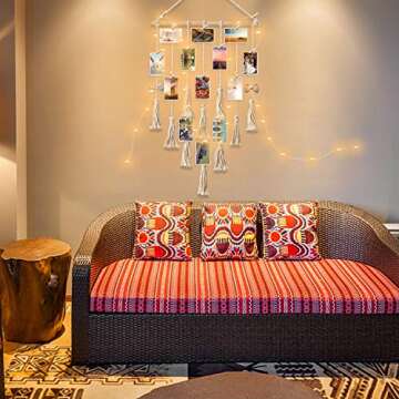 styleonme Frames & Holders Collage Photo Board Light with 30 Clip, Macrame Wall Hanging Boho Bedroom...