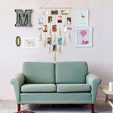 styleonme Frames & Holders Collage Photo Board Light with 30 Clip, Macrame Wall Hanging Boho Bedroom Decor, Teenage Teen Girl Gifts, Birthday Gifts for Grandma, Mom, Women（White）