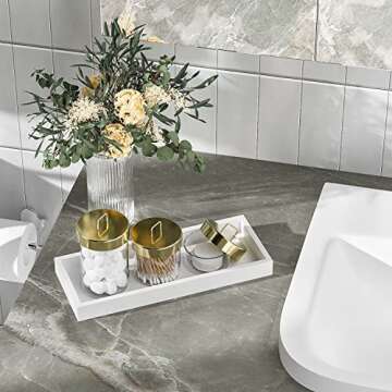 Bathroom Vanity Tray Bamboo Tray - for Counter Wood Small Bathroom Decorative Tray, Dresser Top Perf...