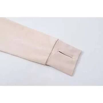 Gihuo Women's Athletic Full Zip Lightweight Workout Jacket with Thumb Holes (Beige, Medium)