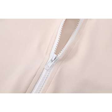 Gihuo Women's Athletic Full Zip Lightweight Workout Jacket with Thumb Holes (Beige, Medium)