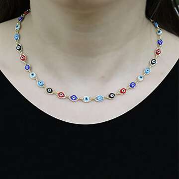 YANCHUN Evil Eye Necklace Turkish Evil Eye Pendant Necklace for Women Men Ojo Turco Lucky Protection...