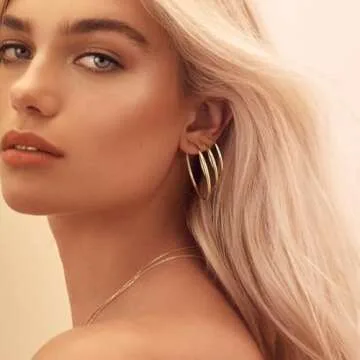 6 Pairs Silver Gold Two Tone Big Hoop Earrings for Women | 14K Real Gold Plated Hypoallergenic Large Womens Hoops Earrings Set for Women 3 Sizes (30/40/50mm)