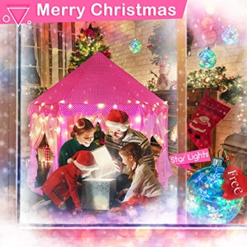 Girls Princess Castle Play Tent with Star Lights Indoor Outdoor