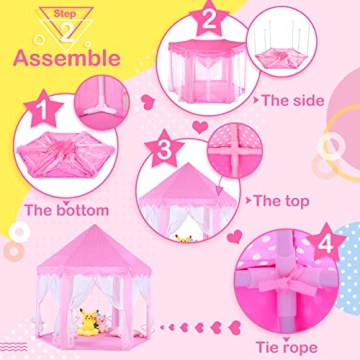 Girls Princess Castle Play Tent with Star Lights Indoor Outdoor