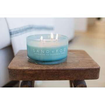 Sand + Fog Scented Candle-California Beach House-Additional Scents and Sizes–100% Cotton Lead-Free Wick-Luxury Air Freshening Jar Candles-Perfect Home Décor for Cocktail Table–23oz