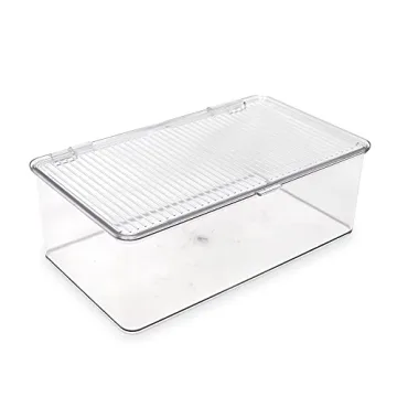 Isaac Jacobs Medium Stackable Organizer Bin - Clear Storage for Home or Office